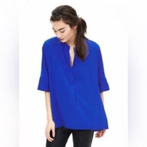 Banana Republic Drapey Dolman Sleeved Royal Blue Blouse, Relaxed Fit, Size MP